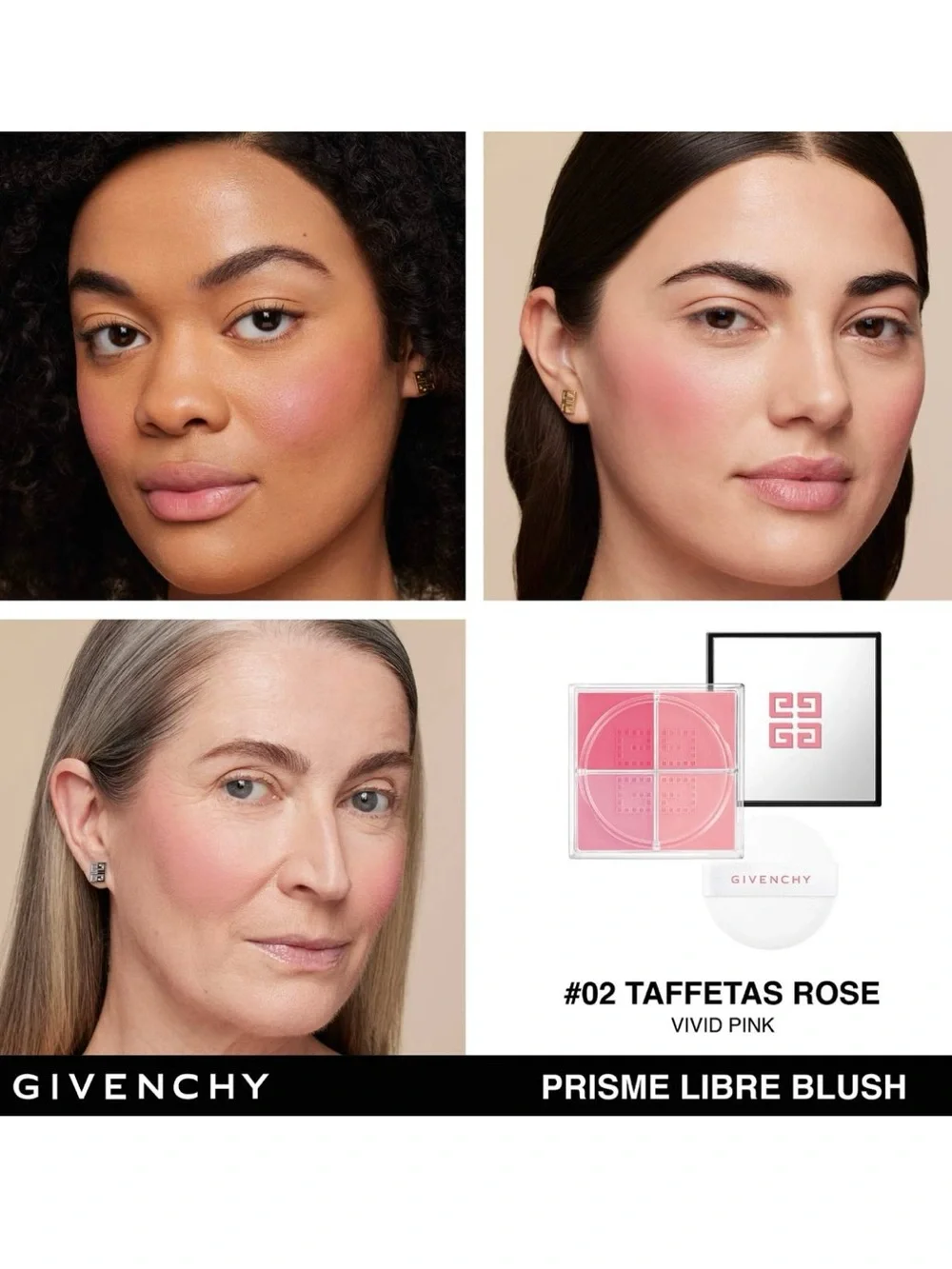 BNIB Givenchy Prisme Libre Blush #2 Taffetas Rosé Loose Powder Blush 0.15 oz
